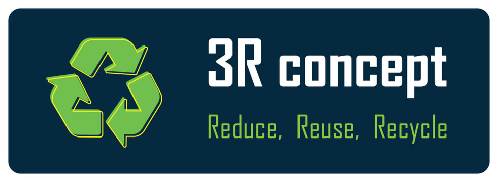 3R concept logo sign, reduce, reuse, recycle, save the earth and nature, Eco-friendly, waste management and environmental sustainability