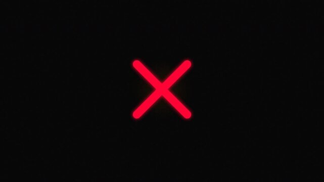 Red cross mark symbols pulsing on black background minimalist animation for user interface error messaging