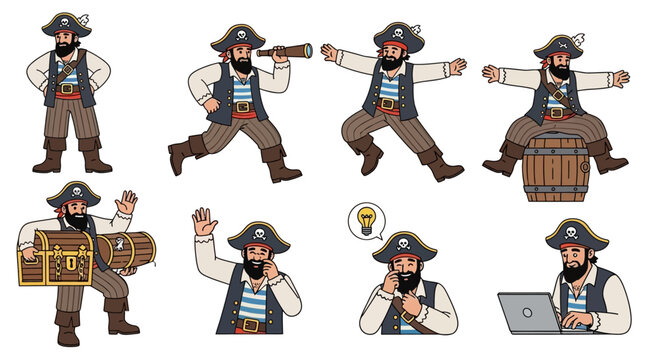 Pirate man in various poses.