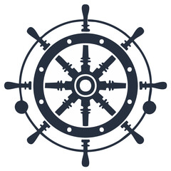 Obraz premium Nautical Ship Wheel Isolated Illustration of a Navy Boat Control Helm