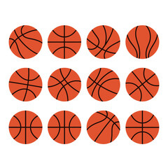 Set of 12 Flat Basketball Icons and Symbols © fiqri