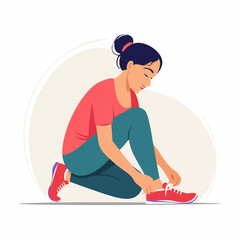 Obraz premium Woman Tying Shoelaces Before Exercise
