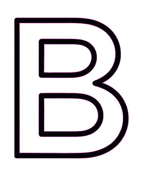 Letter B Outline Vector Icon on Black Background
