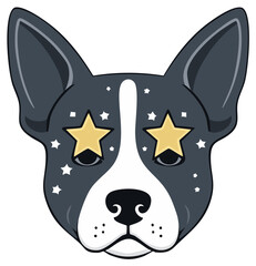 Fototapeta premium Dog with Star Eyes Graphic Art Canine Companion Mascot Pet Icon Illustration