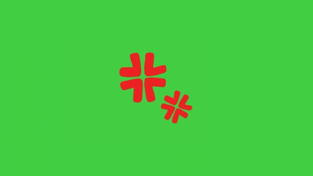 Animated comic style angry symbol or irritation mark in a pop art burst effect isolated on green screen background, ideal for expressing frustration in motion graphics and video overlays.

