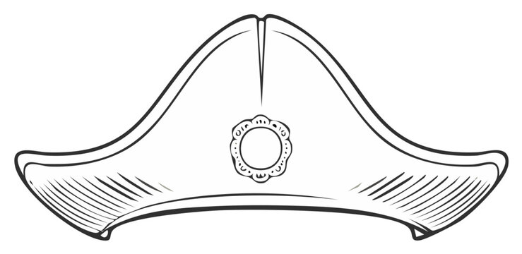 Illustrative Image of cocked hat for pirate or military personnel apparel with ornate decoration