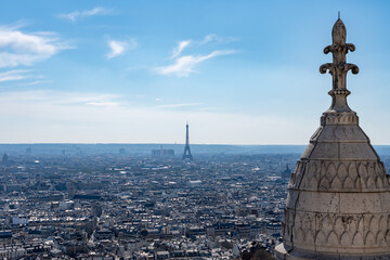 Hazy cityscape view from the dome of the Sacre Coer Basilica towards the eiffel tower © Zach