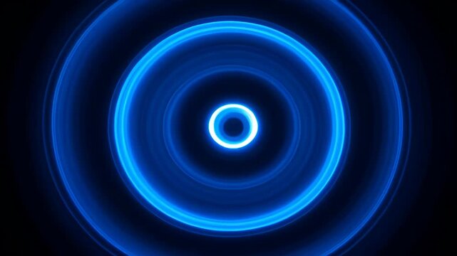 Elegant blue abstract circular concentric cycle ring spiral glow modern digital background with neon black minimal pattern for business SEO use