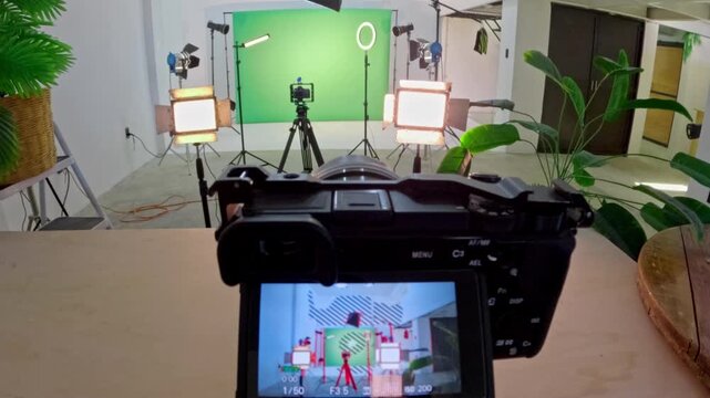 Professional behind the scenes video production studio setup
