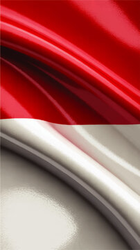Glossy Red and White Satin Fabric Waves Abstract Background with Smooth Luxury Texture and Elegant Flowing Folds