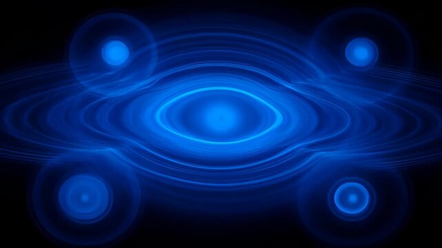 Business elegance circular concentric cycle blue abstract glow futuristic ring with orbit lines and soft light on dark background illustration for SEO video abstract background