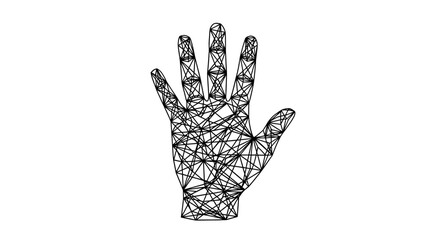 Naklejka premium A black and white line art hand.