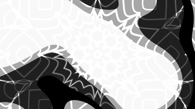 Abstract black and white gradient background kaleidoscope pattern design suitable for backgrounds, textiles, print designs, wallpaper, and digital art projects.