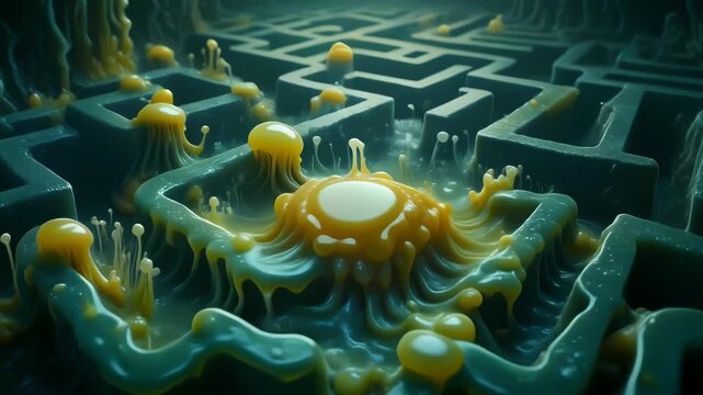粘菌が広がる知的で不気味なバイオアルゴリズム背景