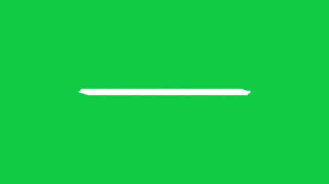 White Brush Stroke Horizontal Line Drawing on Green Screen Background, Looping Animation