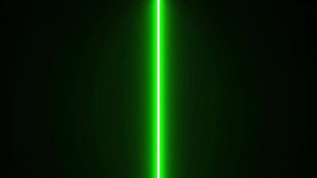 A bright, glowing, vertical, green light beam against a dark, black background, creating a modern, abstract design element