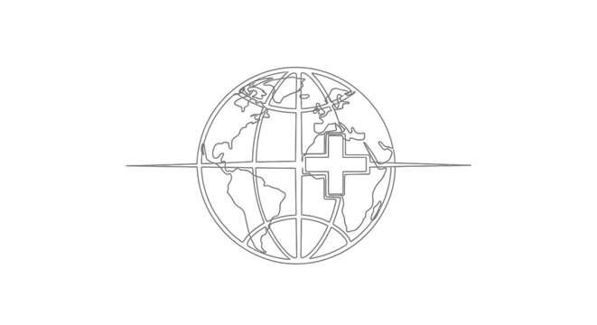 Medical Cross on a Globe Map.