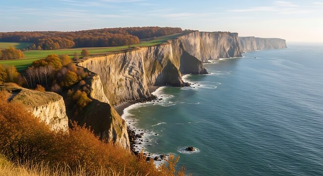 Dramatic cliffs of tretat in normandy france a breathtaking coastal landscape view