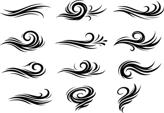 Stylized Wind Gust Vector Set