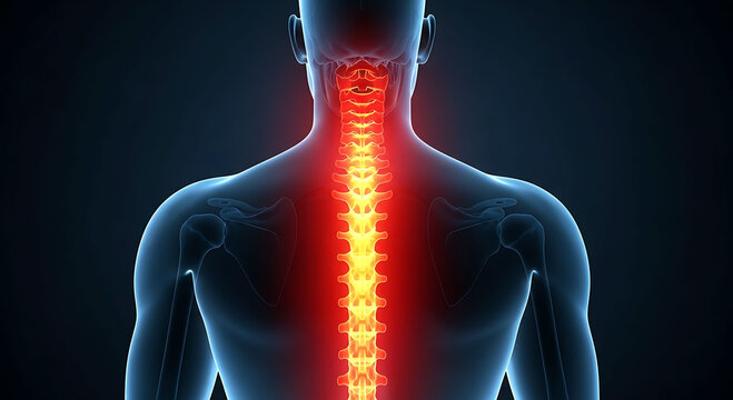 Human spine full back pain inflammation anatomy medical 3d illustration