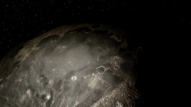 Moon walk from an amateur telescope. Waxing crescent moon as seeing from southern hemisphere. Amazing the moon surface full of craters from