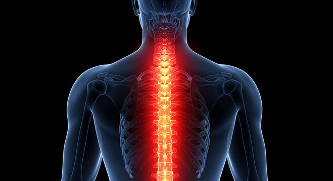 Human spine pain concept back anatomy vertebra inflammation medical illustration