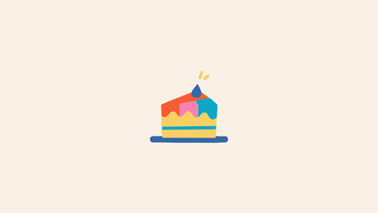 Naklejka premium Flat design illustration of a colorful birthday cake with candles divided into slices