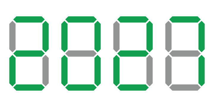 Digital green and Gray zero numbers displayed on four seven segment counter illustrations for modern technology interface
