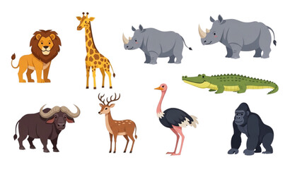 Diverse african wildlife collection lions giraffes rhinos and more © MdRimon