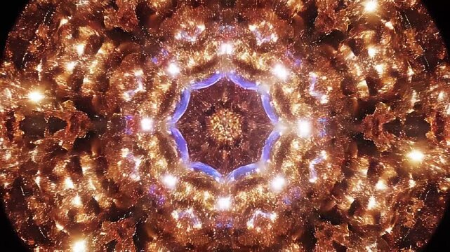 Abstract Kaleidoscope Pattern with Psychedelic Lighting in Artistic Environment
