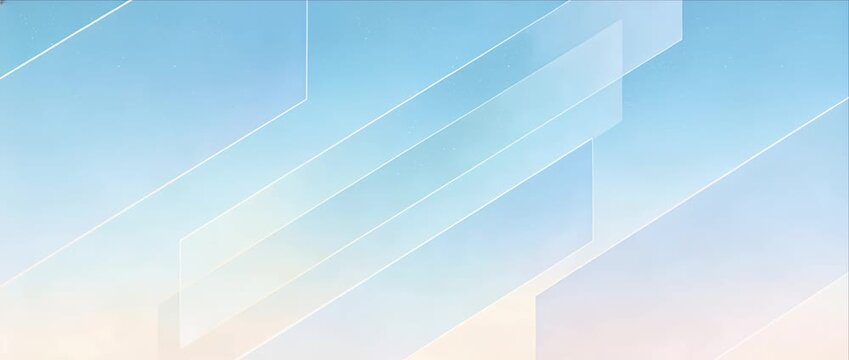 Abstract sky background minimal design with pastel gradient color geometry glass shape futuristic line light atmosphere calm mood serene modern geometric stripe diagonal panel layout clean dreamy