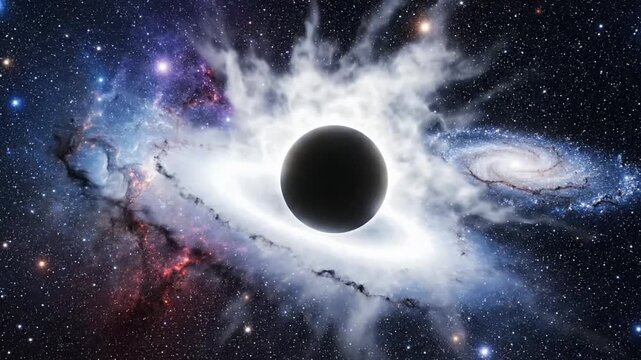 Explore solar eclipse in galaxy and nebula, deep outer space view with stars and cosmic beauty
