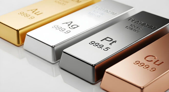 Precious metal bars gold silver platinum copper