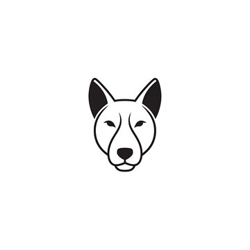 Minimalist black and white illustration of a dog or wolf head