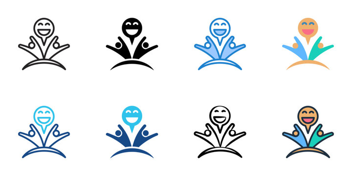 Icebreaker icons set multiple style collection. Editable stroke 
