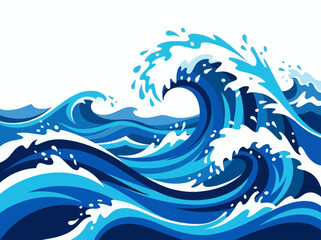 Fototapeta premium Dynamic blue ocean waves crashing with white foam spray.