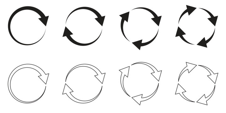 Circular Arrow Icons Representing Reload And Refresh Processes In A Grid