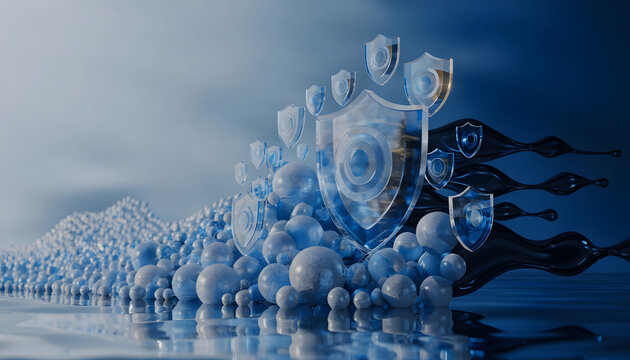 bubbles of data with shield