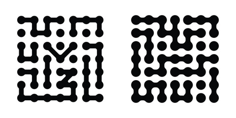 Collection of black metaball liquid drop patterns . Black metaball isolated on white background. Connected dots of liquid drop. Vector design elements for banner, poster, packaging, placard, branding. © Luna Visuals