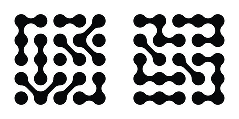 Modern contemporary geometric shapes and elements. Vector connect circle shapes with geometric dots. Meta balls pattern isolated on white background. Vector illustration. © Luna Visuals