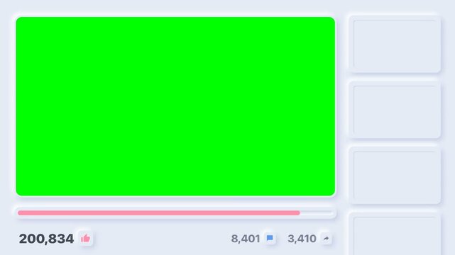 Green screen video player interface with engagement metrics