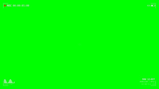 Camera recording interface overlay on green screen chromakey background