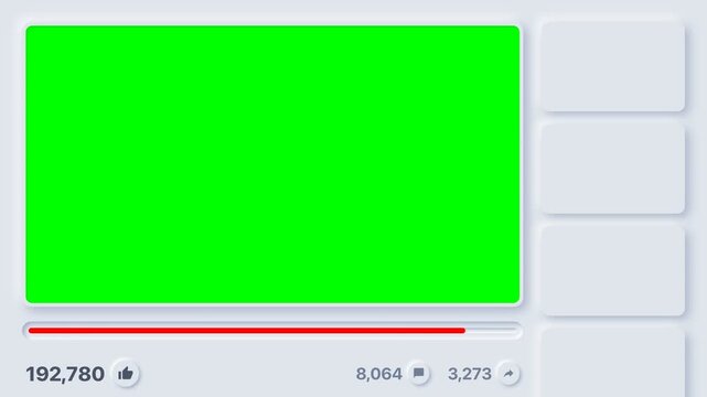 Minimalist video player interface with green screen