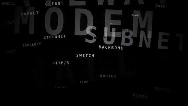 Dark tech networking concept with words