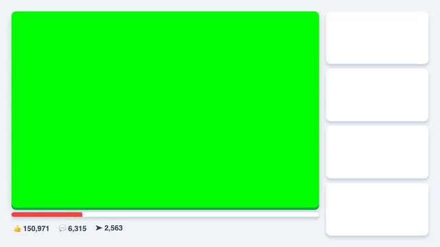 Green screen video player interface with statistics