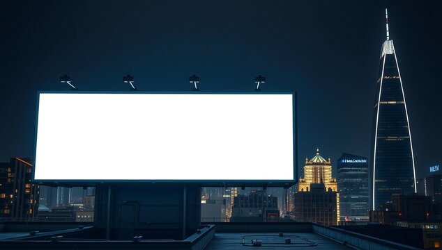 Empty billboard in cityscape