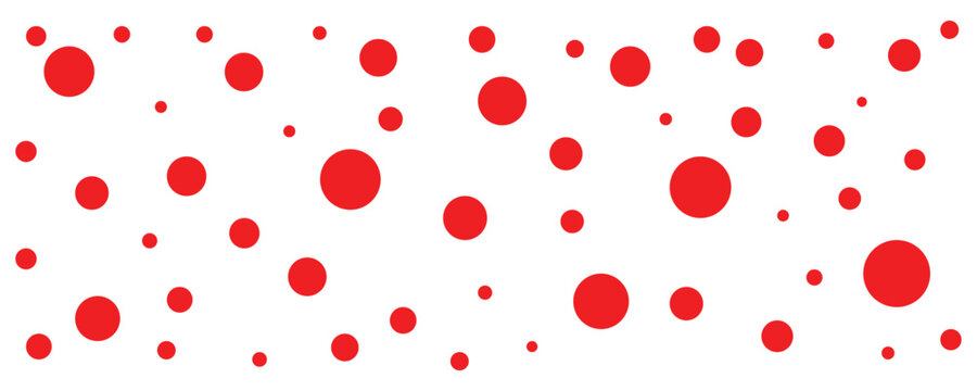 Bold red large polka dots pattern on a plain white background for modern graphic design. Dotted halftone gradient texture. Red fading comic pop art overlay backdrop. 