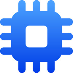 Obraz premium Sleek blue gradient microchip cpu icon for hardware and technology applications