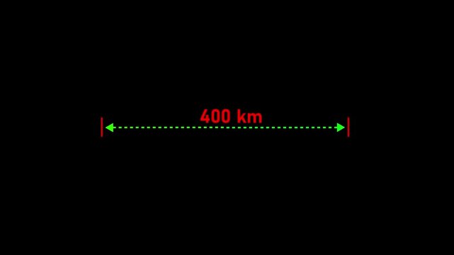 Distance from one place to another is 400 km isolated on dark background. One place to another location icon, pinpoint, map search, route, navigator.