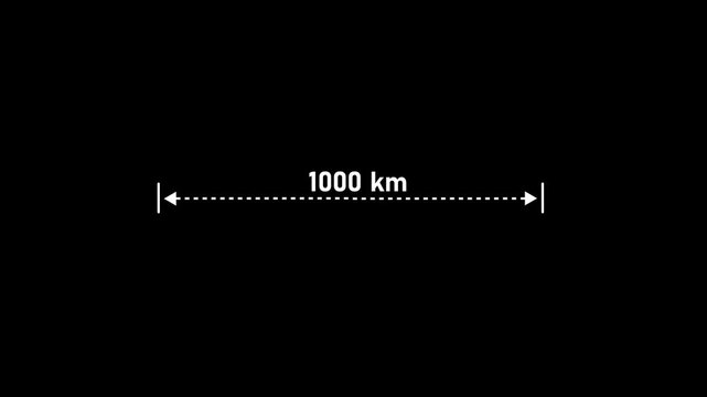 1000 km distance from one place to another animation. One place to another location icon, pinpoint, map search, route, navigator.
